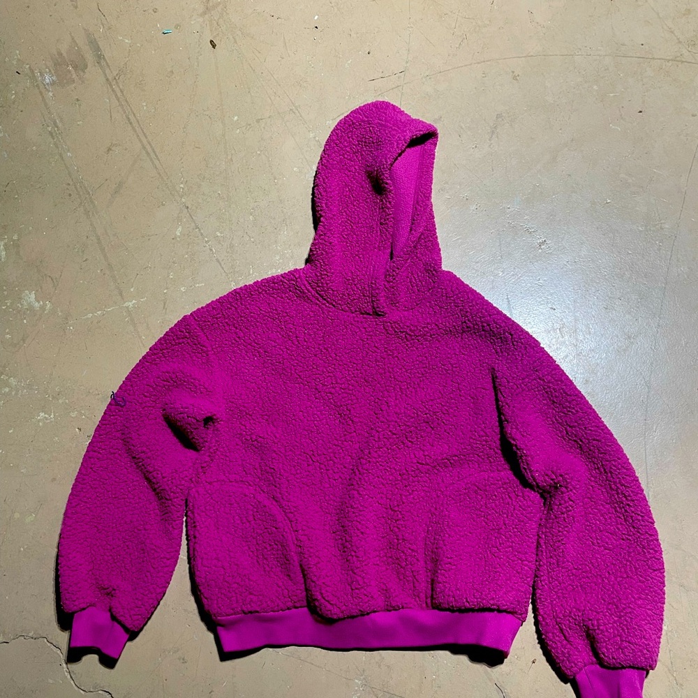 Bright magenta fluffy girls hoodie